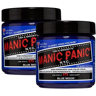 Manic Panic Blue Moon Classic Creme, Veganistisch, Zonder Wreedheid, Semipermanente Haarverf 2 x 118ml Manic Panic Blue Moon Classic Creme, Veganistisch, Zonder Wreedheid, Semipermanente Haarverf 2 x 118ml