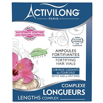 Activilong Lengtecomplex – versterkende ampullen – herstelt en revitaliseert broos of gespleten haar – met plantaardige extracten – zonder parabenen of siliconen – 4 x 10 ml (2 stuks) Activilong Lengtecomplex – versterkende ampullen – herstelt en revitaliseert broos of gespleten haar – met plantaardige extracten – zonder parabenen of siliconen – 4 x 10 ml (2 stuks)