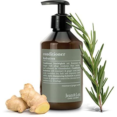 Jean & Len Rozemarijn & gember hydraterende conditioner voor dof en glanzend haar, voedt intensief en vergemakkelijkt het ontwarren, zonder parabenen en siliconen, 300 ml Jean & Len Rozemarijn & gember hydraterende conditioner voor dof en glanzend haar, voedt intensief en vergemakkelijkt het ontwarren, zonder parabenen en siliconen, 300 ml