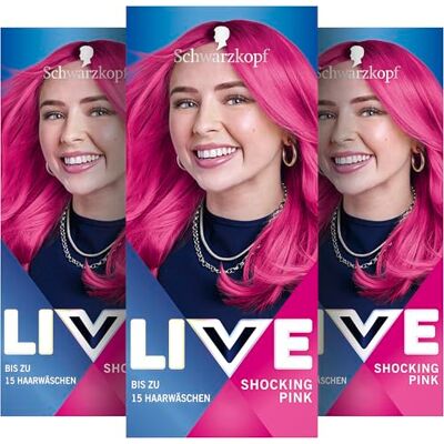 LIVE Schwarzkopf Ultra Bright Semi-permanente haarkleur 093 felroze (3 x 80 ml), kleuring voor intensieve of pastelkleurresultaten, houdt 12-15 wasbeurten, met conditioner LIVE Schwarzkopf Ultra Bright Semi-permanente haarkleur 093 felroze (3 x 80 ml), kleuring voor intensieve of pastelkleurresultaten, houdt 12-15 wasbeurten, met conditioner