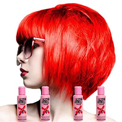 Crazy Color Crazy Colour Semi-permanente haarverf van Renbow, nr. 56, 100 ml, vuurkleur (Fire), 4 stuks Crazy Color Crazy Colour Semi-permanente haarverf van Renbow, nr. 56, 100 ml, vuurkleur (Fire), 4 stuks