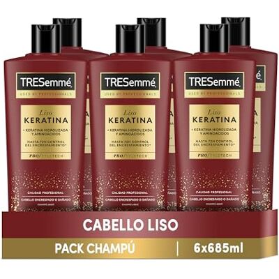 TRESemmé 6 x 685 gladde keratine shampoo voor kroeshaar of beschadigd haar met marulaolie en keratine TRESemmé 6 x 685 gladde keratine shampoo voor kroeshaar of beschadigd haar met marulaolie en keratine