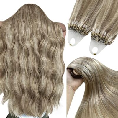 YoungSee Haarextensions, micro-ring, echt haar, 50 strengen/50 g, lichtbruin met blonde strengen, #P8A/60, 45,7 cm Extensions de cheveux à micro mèches brun clair et blond platine, extensions de cheveux élastiques à micro-maillons ajoutent YoungSee Haarextensions, micro-ring, echt haar, 50 strengen/50 g, lichtbruin met blonde strengen, #P8A/60, 45,7 cm Extensions de cheveux à micro mèches brun clair et blond platine, extensions de cheveux élastiques à micro-maillons ajoutent