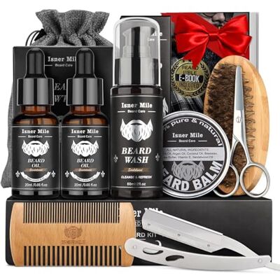Comfy Mate Baardverzorgingsset voor mannen met baardolie, snorwas, borstel, shampoo Conditioner & Oliën Rechte Scheermes Kerst Kousen Valentijnsdag Cadeau Voor Papa Hem Vriend Man Comfy Mate Baardverzorgingsset voor mannen met baardolie, snorwas, borstel, shampoo Conditioner & Oliën Rechte Scheermes Kerst Kousen Valentijnsdag Cadeau Voor Papa Hem Vriend Man