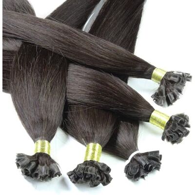 hair2heart Keratine-extensions, 25 x 0,5 g, gehard en warmtebehandeld, 50 cm, #2 donkerchocolade, glad hair2heart Keratine-extensions, 25 x 0,5 g, gehard en warmtebehandeld, 50 cm, #2 donkerchocolade, glad