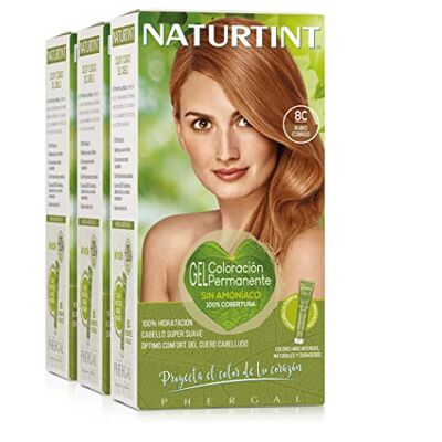 Naturtint Biobased, ammoniakvrije kleuring, 100% dekking van wit haar, plantaardige ingrediënten, natuurlijke en duurzame kleur, 8C koperblond, 3 stuks Naturtint Biobased, ammoniakvrije kleuring, 100% dekking van wit haar, plantaardige ingrediënten, natuurlijke en duurzame kleur, 8C koperblond, 3 stuks