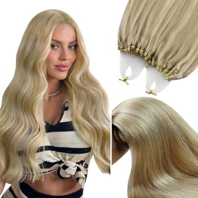 YoungSee Blonde Haarverlenging, koud, asblond haarverlenging, lussen asblond highlights, koude extensions, easy loop, 41 cm, extension met ringen, micro-ring haarverlenging #P18/613 YoungSee Blonde Haarverlenging, koud, asblond haarverlenging, lussen asblond highlights, koude extensions, easy loop, 41 cm, extension met ringen, micro-ring haarverlenging #P18/613