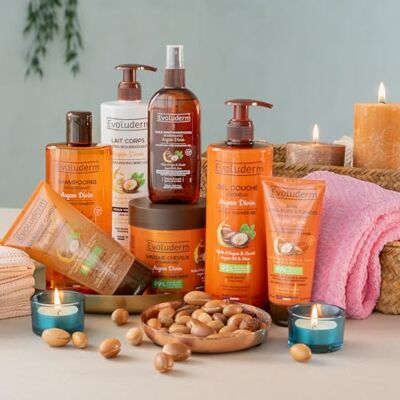 Evoluderm Voedende routine voor lichaam en haar, 7 producten Lichaam en haarverzorging Voedend Goddelijke Argan Gemaakt in Frankrijk Evoluderm Voedende routine voor lichaam en haar, 7 producten Lichaam en haarverzorging Voedend Goddelijke Argan Gemaakt in Frankrijk