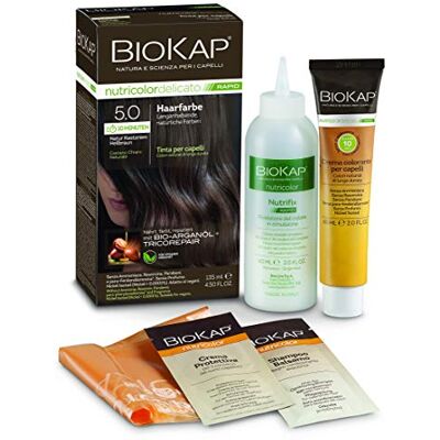BIOKAP RAPID Permanente haarverf 5.0 natuurlijke kastanjes lichtbruin slechts 10 minuten inslagtijd biologische arganolie – brei-complex – veganistisch optimale grijsdekking tot 80% natuurlijke ingrediënten BIOKAP RAPID Permanente haarverf 5.0 natuurlijke kastanjes lichtbruin slechts 10 minuten inslagtijd biologische arganolie – brei-complex – veganistisch optimale grijsdekking tot 80% natuurlijke ingrediënten