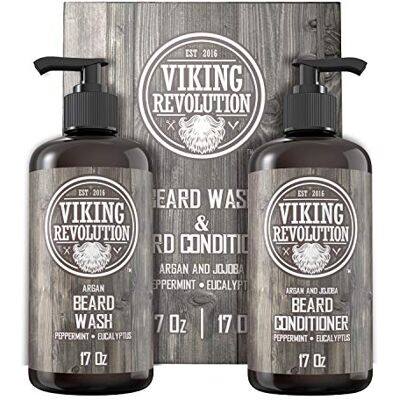 Viking Baardshampoo en conditioner voor heren – argan- en jojoba-olie – verzacht en versterkt – geur van pepermunt en eucalyptus – 500 ml x 2 Viking Baardshampoo en conditioner voor heren – argan- en jojoba-olie – verzacht en versterkt – geur van pepermunt en eucalyptus – 500 ml x 2