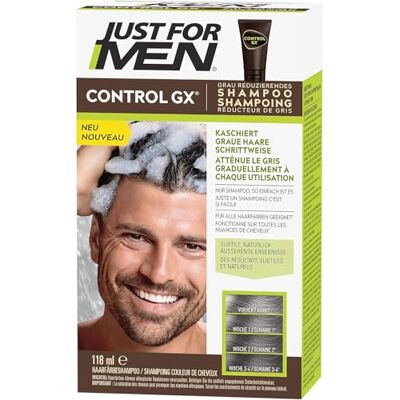Just for men Control GX, shampoo en kleurstof voor wit haar voor mannen, met kokosolie en aloë vera, voor alle tinten, 118 ml Just for men Control GX, shampoo en kleurstof voor wit haar voor mannen, met kokosolie en aloë vera, voor alle tinten, 118 ml