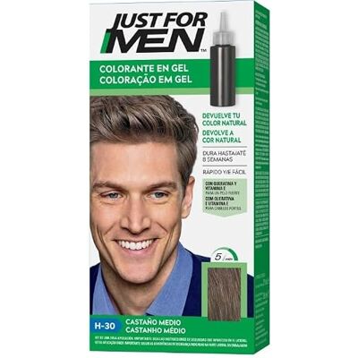 Just for men Gelverf voor mannen, dekt alleen wit haar, herstelt de oorspronkelijke kleur voor een natuurlijke look, middenbruin, H30 Just for men Gelverf voor mannen, dekt alleen wit haar, herstelt de oorspronkelijke kleur voor een natuurlijke look, middenbruin, H30