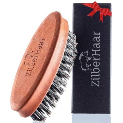 ZilberHaar Harde baardborstel 100% echt wildzwijnhaar en perenhout Gezichtsverzorging voor mannen compatibel met alle baardbalsem en baardolie Ideaal voor op reis ZilberHaar Harde baardborstel 100% echt wildzwijnhaar en perenhout Gezichtsverzorging voor mannen compatibel met alle baardbalsem en baardolie Ideaal voor op reis