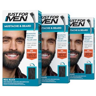 Just for men Mustache and Beard Brush-In Color Gel, Real Black (3 stuks) Just for men Mustache and Beard Brush-In Color Gel, Real Black (3 stuks)