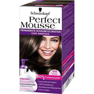 Perfect Mousse Permanente haarverf van schuim 400 donkerbruin, 3 stuks (3 x 1 stuk) Perfect Mousse Permanente haarverf van schuim 400 donkerbruin, 3 stuks (3 x 1 stuk)