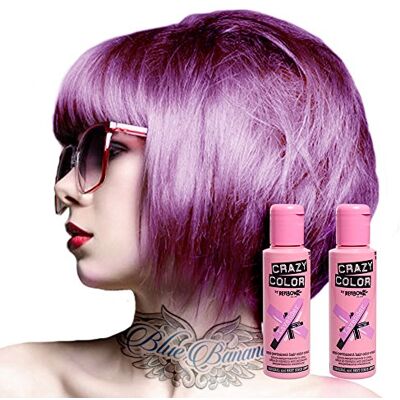 Crazy Color Haarverf voor semi-permanent haar, 100 ml, lavendelpaars, 2 stuks Crazy Color Haarverf voor semi-permanent haar, 100 ml, lavendelpaars, 2 stuks