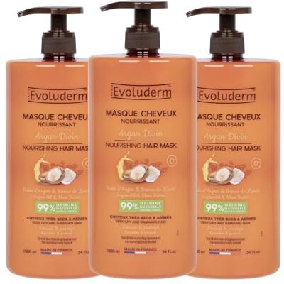 Evoluderm Divine Argan voedend haarmasker 99% natuurlijke oorsprong 1000 ml gemaakt in Frankrijk 3 x 1000 ml Evoluderm Divine Argan voedend haarmasker 99% natuurlijke oorsprong 1000 ml gemaakt in Frankrijk 3 x 1000 ml