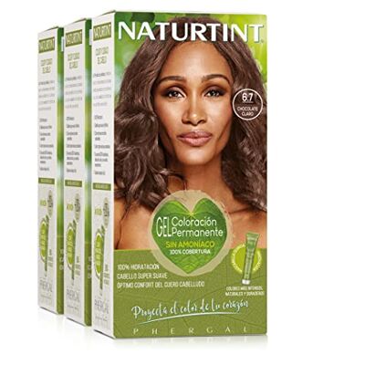 Naturtint Biobased, ammoniakvrije kleuring, 100% dekking van wit haar, plantaardige ingrediënten, natuurlijke en duurzame kleur, 6,7 lichte chocolade, 3 stuks Naturtint Biobased, ammoniakvrije kleuring, 100% dekking van wit haar, plantaardige ingrediënten, natuurlijke en duurzame kleur, 6,7 lichte chocolade, 3 stuks