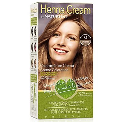 Naturtint Henna crème semi-permanente crème haarkleur zonder ammoniak + 90% natuurlijke ingrediënten tot 12 wasbeurten 7,3 goudblond 110 ml Naturtint Henna crème semi-permanente crème haarkleur zonder ammoniak + 90% natuurlijke ingrediënten tot 12 wasbeurten 7,3 goudblond 110 ml