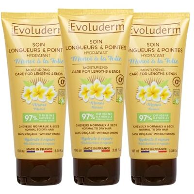 Evoluderm Lengteverzorging & punten Monoï met waanzin 100 ml 97% natuurlijk veganistisch gemaakt in Frankrijk 3 stuks Evoluderm Lengteverzorging & punten Monoï met waanzin 100 ml 97% natuurlijk veganistisch gemaakt in Frankrijk 3 stuks