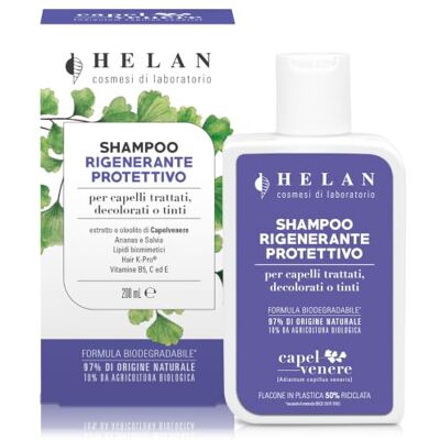 Helan Capelvenere Shampooing Regenerant Protecteur pour Cheveux Traites, Decolores et Colores, Protege et Regenere avec Amarante et Sauge Protection Regenerante, Made in Italy, 200 ml Helan Capelvenere Shampooing Regenerant Protecteur pour Cheveux Traites, Decolores et Colores, Protege et Regenere avec Amarante et Sauge Protection Regenerante, Made in Italy, 200 ml