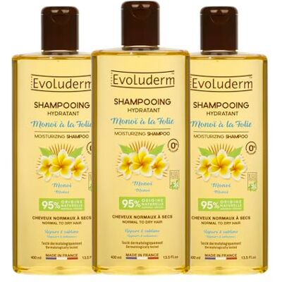 Evoluderm Monoï met Folie Hydraterende Shampoo 400 ml 95% Natuurlijke Oorsprong Veganistisch Gemaakt in Frankrijk 3 x 400 ml Evoluderm Monoï met Folie Hydraterende Shampoo 400 ml 95% Natuurlijke Oorsprong Veganistisch Gemaakt in Frankrijk 3 x 400 ml
