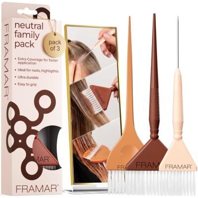 FRAMAR Set haarverfkwasten – kwasten voor haarverven, 3-delige set Haarverfkwast, kapperskwast, kwast voor haarverf, kapperskwast, haarkleurborstel, extra precisie, neutraal FRAMAR Set haarverfkwasten – kwasten voor haarverven, 3-delige set Haarverfkwast, kapperskwast, kwast voor haarverf, kapperskwast, haarkleurborstel, extra precisie, neutraal