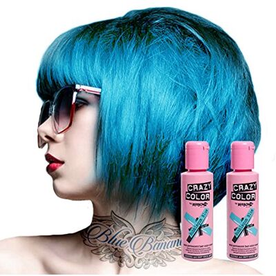 Crazy Color Bubblegum Blue semi-permanente haarverf, 2 stuks Crazy Color Bubblegum Blue semi-permanente haarverf, 2 stuks