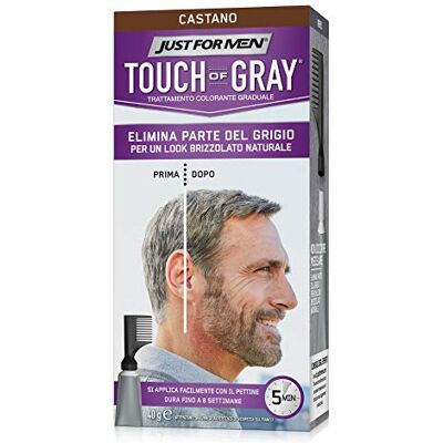 Just for men Touch of Gray T-45 Haarverf met applicatorkam, ideaal voor een zout- en peperlook, donkerbruin Just for men Touch of Gray T-45 Haarverf met applicatorkam, ideaal voor een zout- en peperlook, donkerbruin