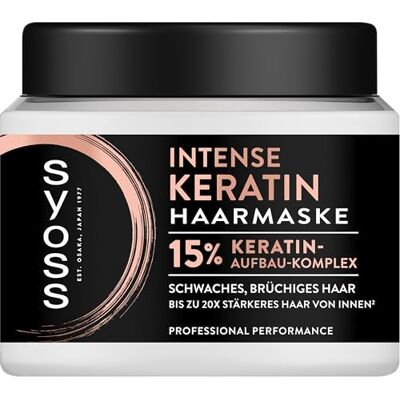 Syoss Intensief keratine haarmasker (400 ml), hoogwaardige haarverzorging voor zwak en broos haar, met bouwcomplex van 15% keratine, voor meer haar Syoss Intensief keratine haarmasker (400 ml), hoogwaardige haarverzorging voor zwak en broos haar, met bouwcomplex van 15% keratine, voor meer haar