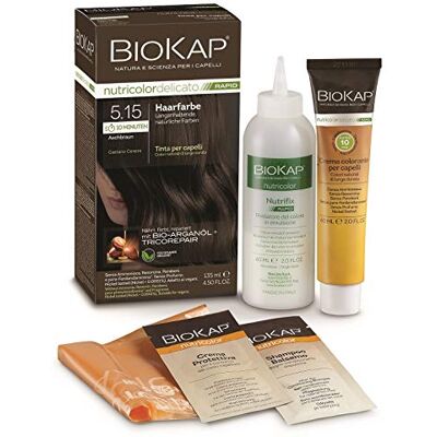 BIOKAP Rapid Permanente haarverf 5.15 asbruin inwerktijd slechts 10 minuten biologische arganolie TricoREPAIR complex veganistisch optimale haardekking BIOKAP Rapid Permanente haarverf 5.15 asbruin inwerktijd slechts 10 minuten biologische arganolie TricoREPAIR complex veganistisch optimale haardekking
