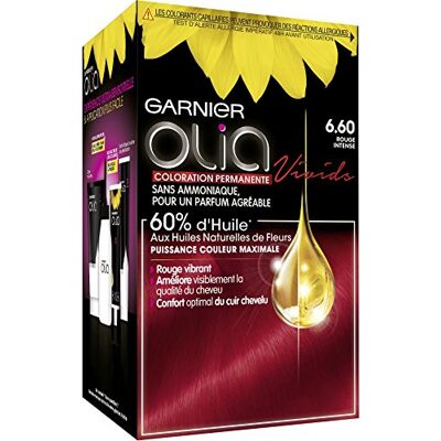Garnier Olia Vivids Permanente haarverf, zonder ammoniak, met natuurlijke bloemoliën, intens rood (6,60) Garnier Olia Vivids Permanente haarverf, zonder ammoniak, met natuurlijke bloemoliën, intens rood (6,60)
