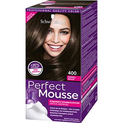 Perfect Mousse Schwarzkopf 3 permanente schuimverf donkerbruin 400 niveau 3 (3 x 93 ml) Perfect Mousse Schwarzkopf 3 permanente schuimverf donkerbruin 400 niveau 3 (3 x 93 ml)
