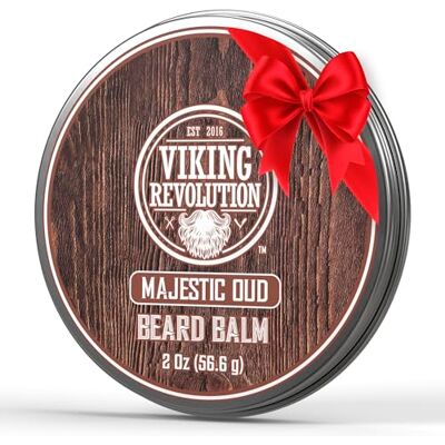 Viking Majestic Oud baardbalsem 2 oz Premium baardboter – argan- en jojoba-oliën – verzacht dik haar en discipline hardnekkige haren Viking Majestic Oud baardbalsem 2 oz Premium baardboter – argan- en jojoba-oliën – verzacht dik haar en discipline hardnekkige haren