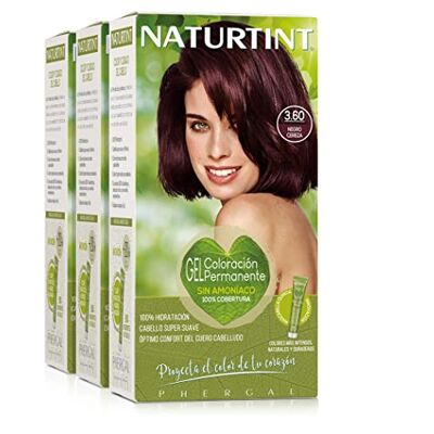 Naturtint Biobased, ammoniakvrije kleuring, 100% dekking van wit haar, plantaardige ingrediënten, natuurlijke en duurzame kleur, 3,60 kersenzwart, 3 stuks Naturtint Biobased, ammoniakvrije kleuring, 100% dekking van wit haar, plantaardige ingrediënten, natuurlijke en duurzame kleur, 3,60 kersenzwart, 3 stuks