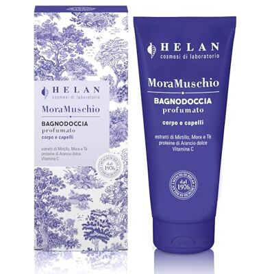 Helan Mora Musc – Gel douche et shampooing pour le corps et les cheveux, nettoyant doux à la mûre, myrtille et thé, avec protéines d'orange douce et vitamine C, 200 ml, fabriqué en Italie Helan Mora Musc – Gel douche et shampooing pour le corps et les cheveux, nettoyant doux à la mûre, myrtille et thé, avec protéines d'orange douce et vitamine C, 200 ml, fabriqué en Italie