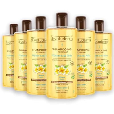 Evoluderm Monoï met Folie Hydraterende Shampoo 400 ml 95% Natuurlijke Oorsprong Veganistisch Gemaakt in Frankrijk Set van 6 x 400 ml Evoluderm Monoï met Folie Hydraterende Shampoo 400 ml 95% Natuurlijke Oorsprong Veganistisch Gemaakt in Frankrijk Set van 6 x 400 ml