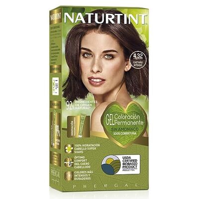 Naturtint Biobased, Ammoniakvrije kleuring, 4,32 Intensieve Kastanje, 100% dekking van wit haar, plantaardige ingrediënten, natuurlijke en langdurige kleur, 170 ml.. Naturtint Biobased, Ammoniakvrije kleuring, 4,32 Intensieve Kastanje, 100% dekking van wit haar, plantaardige ingrediënten, natuurlijke en langdurige kleur, 170 ml..