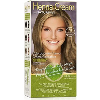 Naturtint Henna crème semi-permanente haarkleur in crème zonder ammoniak + 90% natuurlijke ingrediënten tot 12 wasbeurten 7,0 hazelnootblond 110 ml Naturtint Henna crème semi-permanente haarkleur in crème zonder ammoniak + 90% natuurlijke ingrediënten tot 12 wasbeurten 7,0 hazelnootblond 110 ml