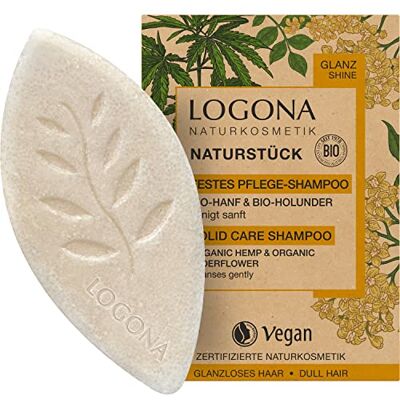 LOGONA Naturkosmetik Vaste shampoo voor meer glans en natuurlijk gezond haar, barshampoo met veganistische formule op basis van biologische hennep en biologische vlierbessen, als zeep voor LOGONA Naturkosmetik Vaste shampoo voor meer glans en natuurlijk gezond haar, barshampoo met veganistische formule op basis van biologische hennep en biologische vlierbessen, als zeep voor