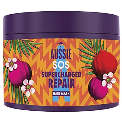 Aussie SOS Supercharged Repair Haarmasker Vegan Supercharged Repair Haarmasker, voor haar dat gered moet worden, met Australische superfoods, 450 ml Aussie SOS Supercharged Repair Haarmasker Vegan Supercharged Repair Haarmasker, voor haar dat gered moet worden, met Australische superfoods, 450 ml