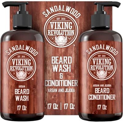 Viking Baardshampoo voor heren en na shampoo voor heren argan- & jojoba-olie zacht & versterkend geur sandelhout 500 ml x 2 Viking Baardshampoo voor heren en na shampoo voor heren argan- & jojoba-olie zacht & versterkend geur sandelhout 500 ml x 2