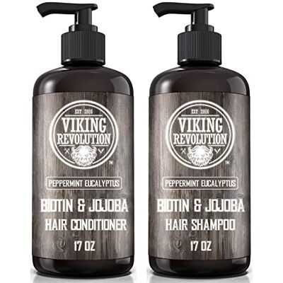 Viking Biotin Shampoo en Conditioner Set voor Heren: Eukalyptus en Pfefferminze Shampoo en Conditioner Set met Jojobaolie en Minzöl Pfefferminzöl Haarspray voor mannen (17 oz) Viking Biotin Shampoo en Conditioner Set voor Heren: Eukalyptus en Pfefferminze Shampoo en Conditioner Set met Jojobaolie en Minzöl Pfefferminzöl Haarspray voor mannen (17 oz)