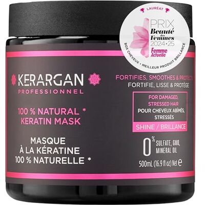 KERARGAN Haarmasker, ultra herstellend,met keratine voor beschadigd en gestrest haar, versterkt, maakt glad en beschermt, sulfaatvrij, GMO, minerale olie, 500 ml KERARGAN Haarmasker, ultra herstellend,met keratine voor beschadigd en gestrest haar, versterkt, maakt glad en beschermt, sulfaatvrij, GMO, minerale olie, 500 ml