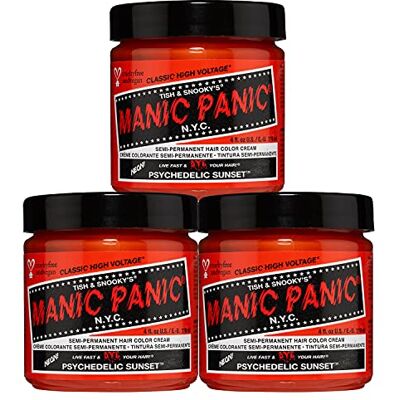 Manic Panic Psychedelic Sunset Classic Cream, Veganistisch, Proefdierenvrij, Oranje Semi-Permanente Haarverf, 3 x 118 ml Manic Panic Psychedelic Sunset Classic Cream, Veganistisch, Proefdierenvrij, Oranje Semi-Permanente Haarverf, 3 x 118 ml