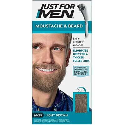 Just for men Lichtbruine baard- en snorverf, verwijdert grijs haar en geeft een dikkere en vollere look, M25 Just for men Lichtbruine baard- en snorverf, verwijdert grijs haar en geeft een dikkere en vollere look, M25