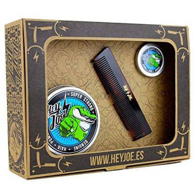 HEY JOE Pomade Survival Kit Super Strong Extra sterke zalfset bevat de zalf 100 ml, 15 ml en onze handgemaakte zakkam HEY JOE Pomade Survival Kit Super Strong Extra sterke zalfset bevat de zalf 100 ml, 15 ml en onze handgemaakte zakkam
