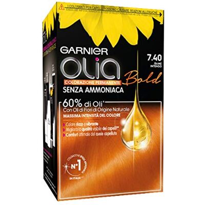 Garnier Permanente kleuring en verkleuring van Olia 7.4 intens koper Garnier Permanente kleuring en verkleuring van Olia 7.4 intens koper
