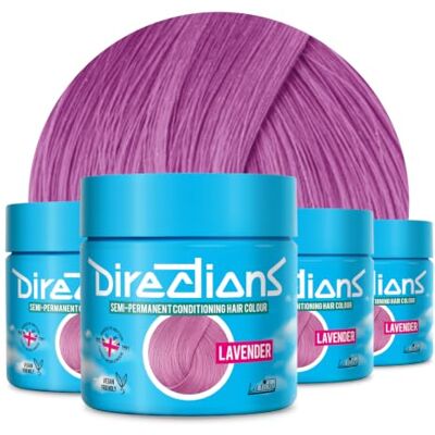 La Riche Directions 4 stuks semi-permanente haarverf voor levendig lavendel haar, 100 ml, veganistische revitaliserende formule, zachte paarse tint La Riche Directions 4 stuks semi-permanente haarverf voor levendig lavendel haar, 100 ml, veganistische revitaliserende formule, zachte paarse tint