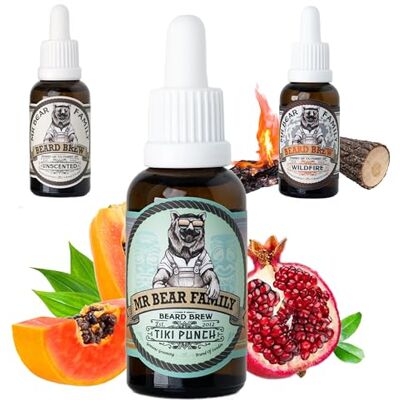 Mr Bear Family baardolie voor heren, Tiki Punch, baardverzorging, hydraterende baardgroeiolie met jojoba- en arganolie, hydraterende baardverzorging voor mannen, 30 ml Mr Bear Family baardolie voor heren, Tiki Punch, baardverzorging, hydraterende baardgroeiolie met jojoba- en arganolie, hydraterende baardverzorging voor mannen, 30 ml